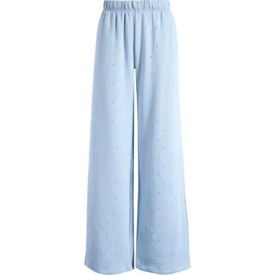 Good American Womens  Crystal-embellished Wide-leg Cotton-blend Jogging Bottoms In Winter Sky001