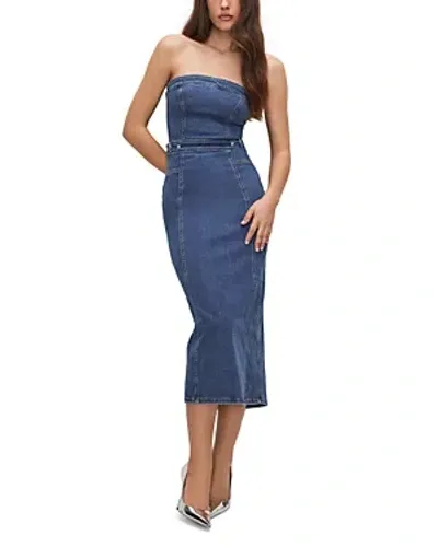 Good American Denim Midi Tube Dress In Indigo