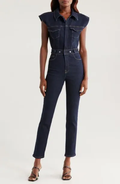 Good American Denim Trucker Jumpsuit In Indigo716