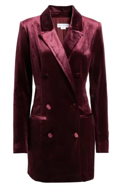 Good American Executive Long Sleeve Velvet Blazer Dress In Burgundy