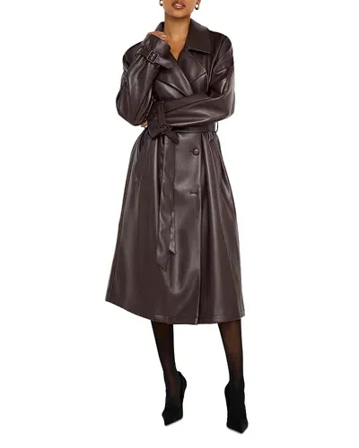 Good American Faux Leather Trench Coat In Bk