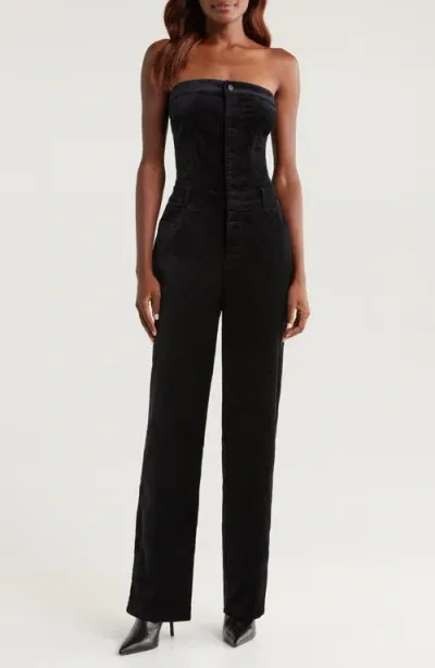 Good American Fit For Success Strapless Velvet Jumpsuit In Black001