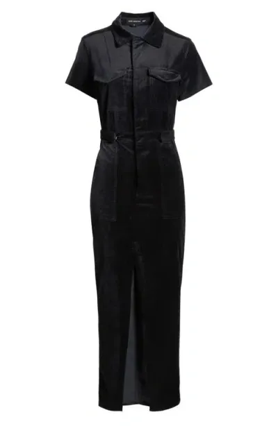 Good American Fit For Success Velvet Maxi Shirtdress In K