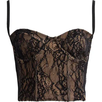 Good American Lace Underwire Bustier Top In Black001