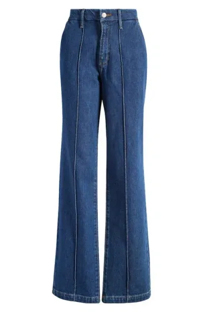 Good American Pintuck High Waist Wide Leg Trouser Jeans In Indigo758