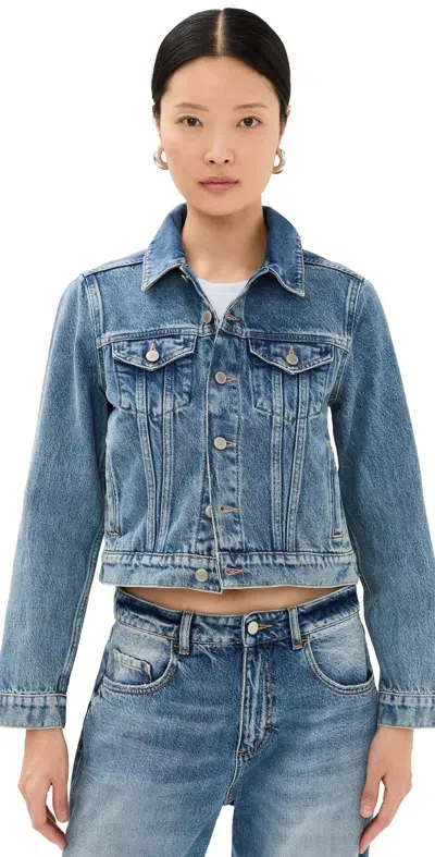 Good American Shrunken Trucker Jacket Indigo682