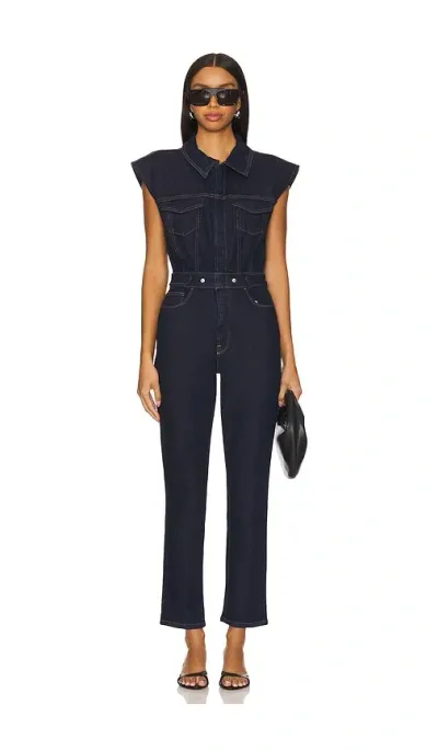 Good American Trucker Jumpsuit In Blue