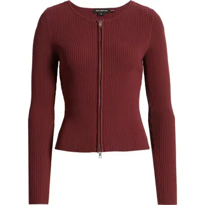 Good American Virgo Rib Zip Cardigan In Oxblood002