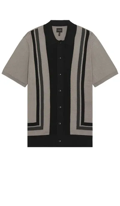 Good Man Brand Essex Short Sleeve Stripe Knit Shirt In 麻灰色