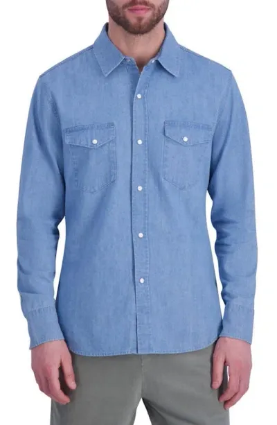 Goodlife Regular Fit Snap-up Cotton Denim Shirt In Light Indigo