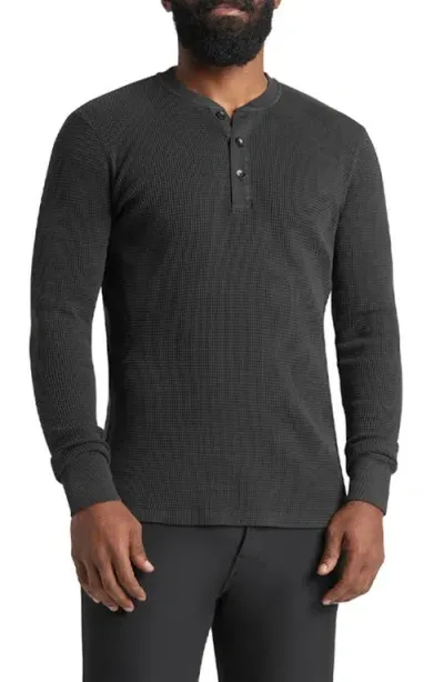 Goodlife Waffle Stitch Thermal Henley In Black