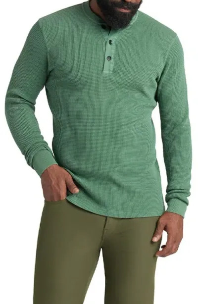 Goodlife Waffle Stitch Thermal Henley In Evergreen