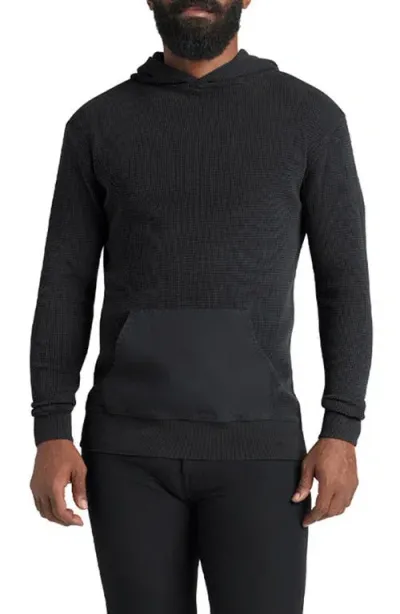 Goodlife Waffle Stitch Thermal Hoodie In Black