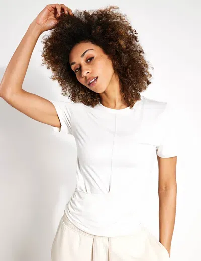 Goodmove Scoop Neck Wrap Front Yoga T-shirt In White