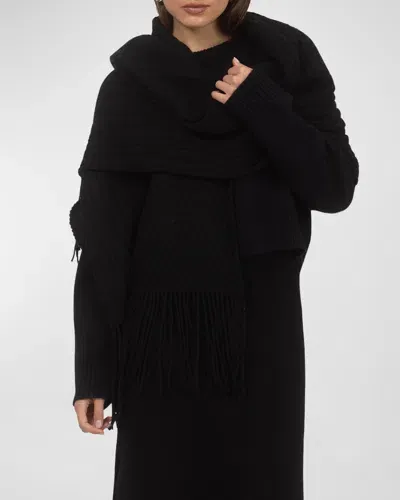 Gorski Knit Cashmere Scarf In Black