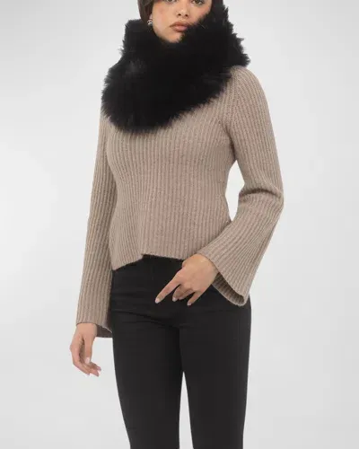 Gorski Select Lamb Shearling Infinity Scarf In Black