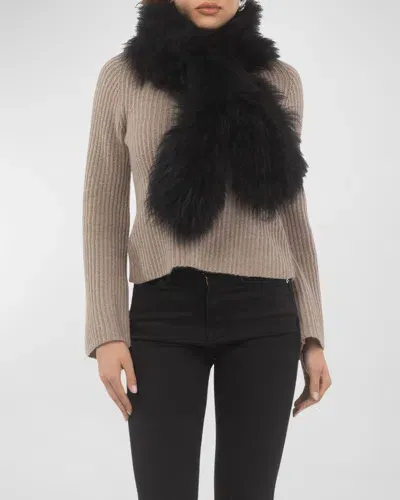 Gorski Select Lamb Shearling Pull-through Scarf In Black