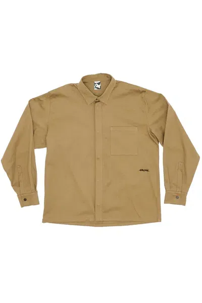 Gr10k Processing Overshirt Men Beige In Cotton In Brown