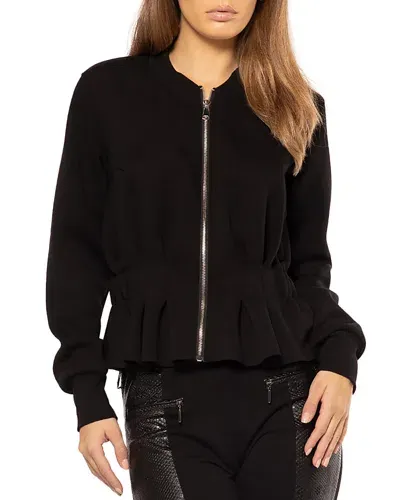 Gracia Gather Waist Jacket In Black