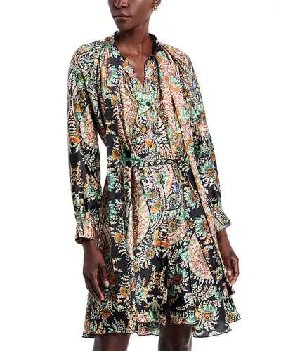 Gracia Paisley Tie Neck Dress In Multi