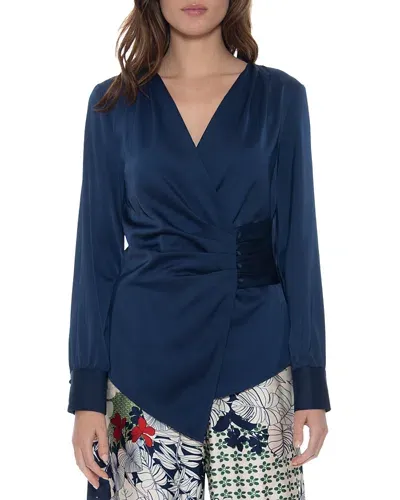 Gracia Satin Blouse In Navy