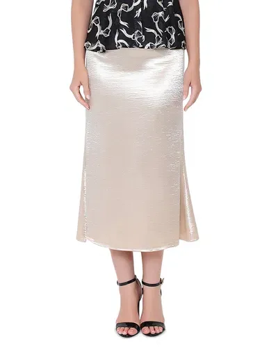 Gracia Textured Satin Fishtail Midi Skirt In Gold