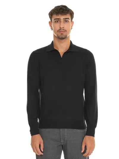 Gran Sasso Buttonless Polo Shirt In Black