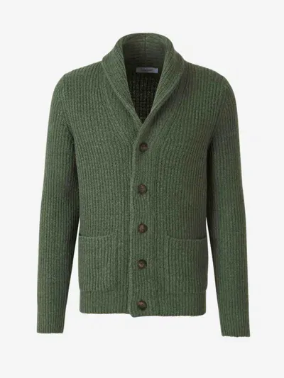 Gran Sasso Wool Knitted Cardigan In Dark Green