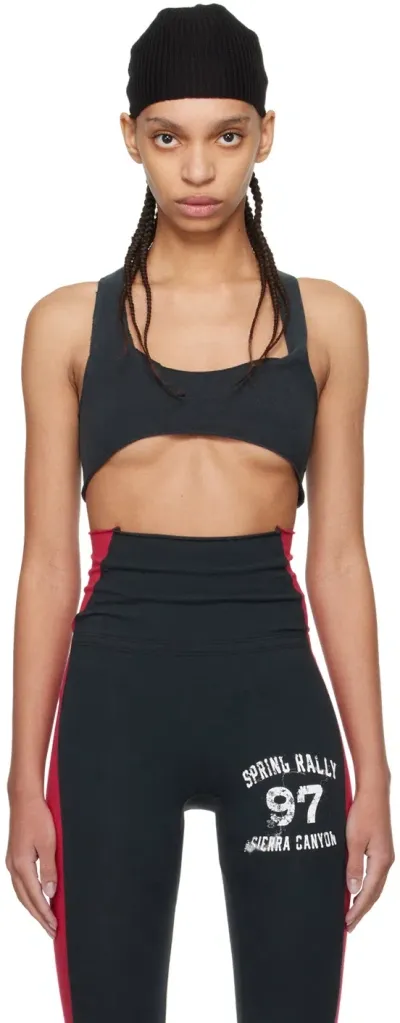 Greg Ross Black Racer Back Bra In Off Black