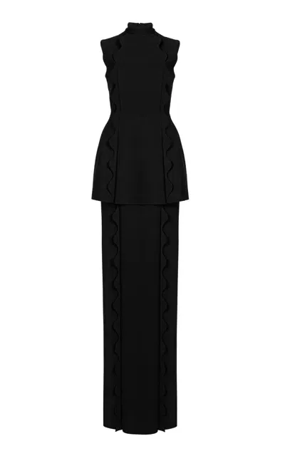 Greta Constantine Bellis Crepe Peplum Gown In Black