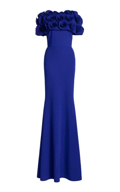 Greta Constantine Canna Rosette-detailed Cady Gown In Blue