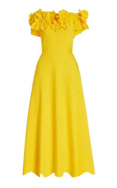 Greta Constantine Exclusive Zocker Off-the-shoulder Scuba Maxi Dress In Yellow