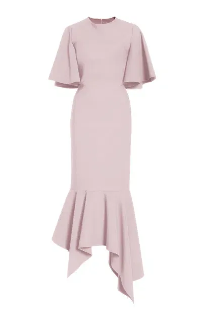 Greta Constantine Funkia Asymmetric Cady Midi Dress In Pink