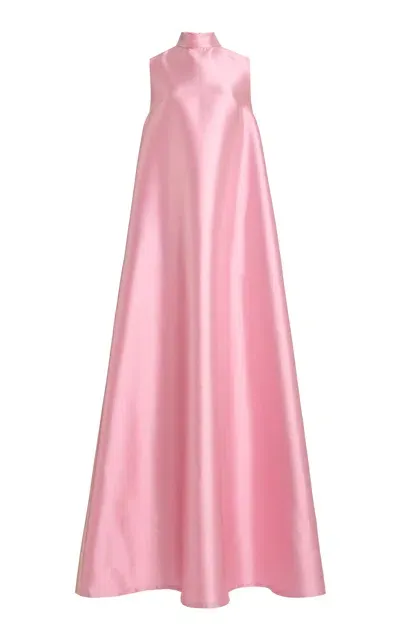 Greta Constantine Quiven Silk Wool A-line Gown In Pink