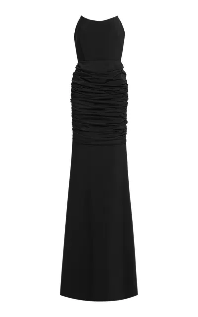 Greta Constantine Uheri Satin Mermaid Gown In Black