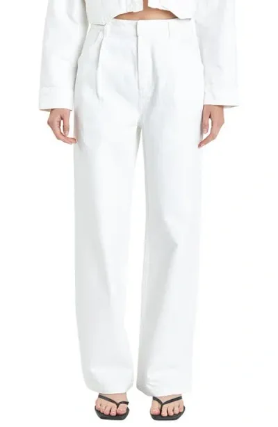 Grey Lab High Waist Wide Leg Pants In Off White