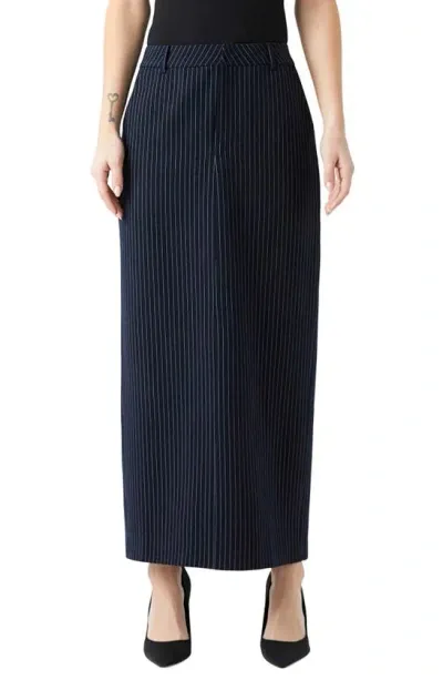 Grey Lab Pinstripe Maxi Skirt In Dark Navy