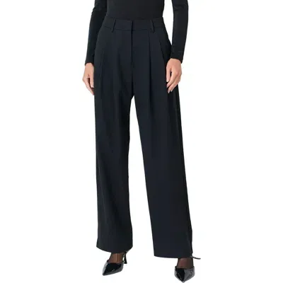 Grey Lab Pleated Wide Leg Pants In Black