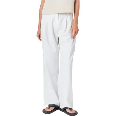 Grey Lab Pleated Wide Leg Pants In White