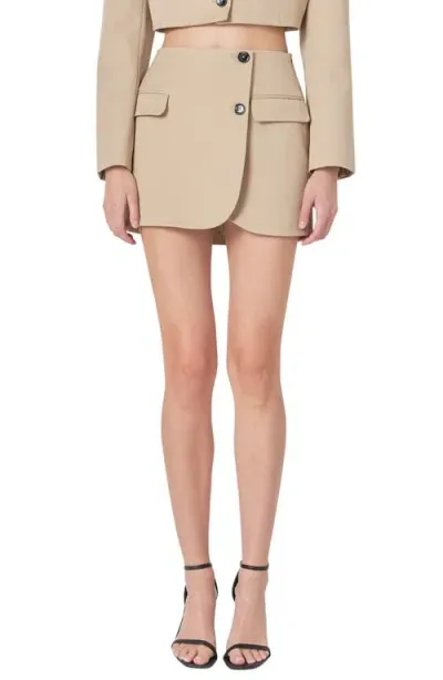 Grey Lab Tailored Wrap Miniskirt In Beige