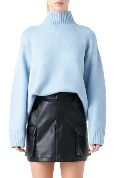 Grey Lab Turtleneck Sweater In Light Blue