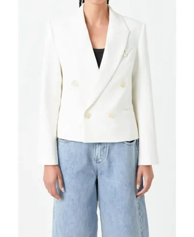 Grey Lab Women's Double Breasted Blazer In White