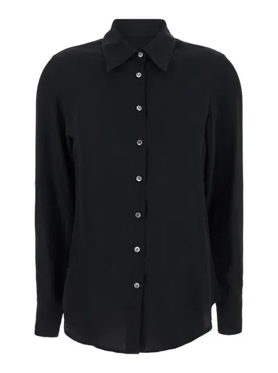 Grifoni Black Shirt With Pointed Collar In Silk Blend Woman