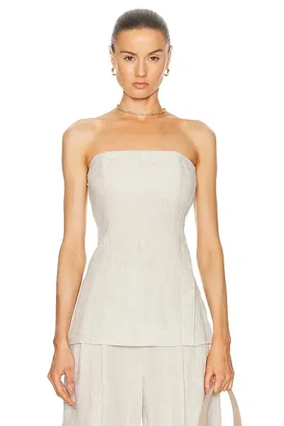 Grlfrnd Linen Strapless Tunic Top In Natural Linen