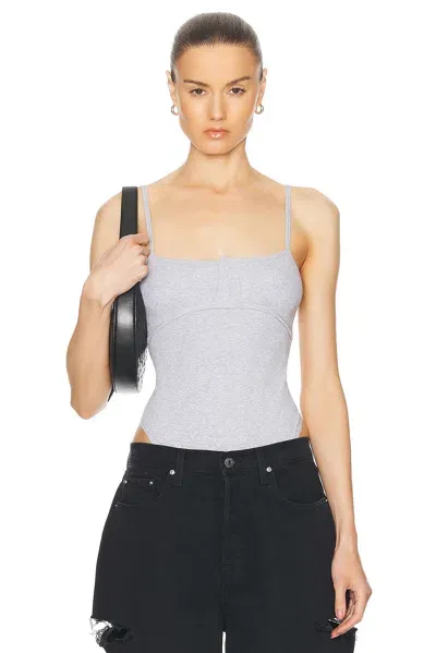 Grlfrnd Rib Cami Bodysuit In Heather Grey