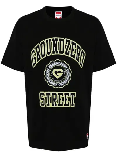 Ground Zero Graphic-print Cotton T-shirt In 黑色