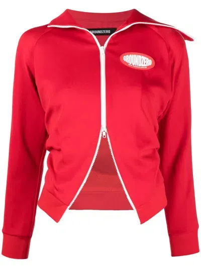 Ground Zero Logo-patch Zip-up Jacket In Red