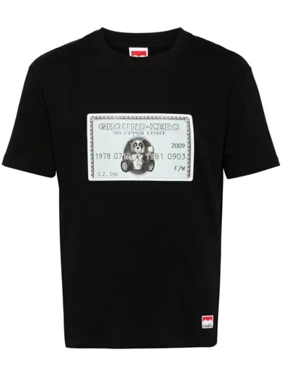 Ground Zero Logo Print Cotton T-shirt In Black