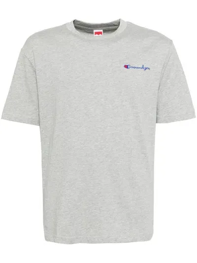 Ground Zero Logo Print Cotton T-shirt In Gray