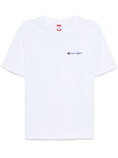 Ground Zero Logo Print Cotton T-shirt In White